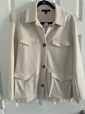 Banana Republic Cream Button-Front Utility Jacket